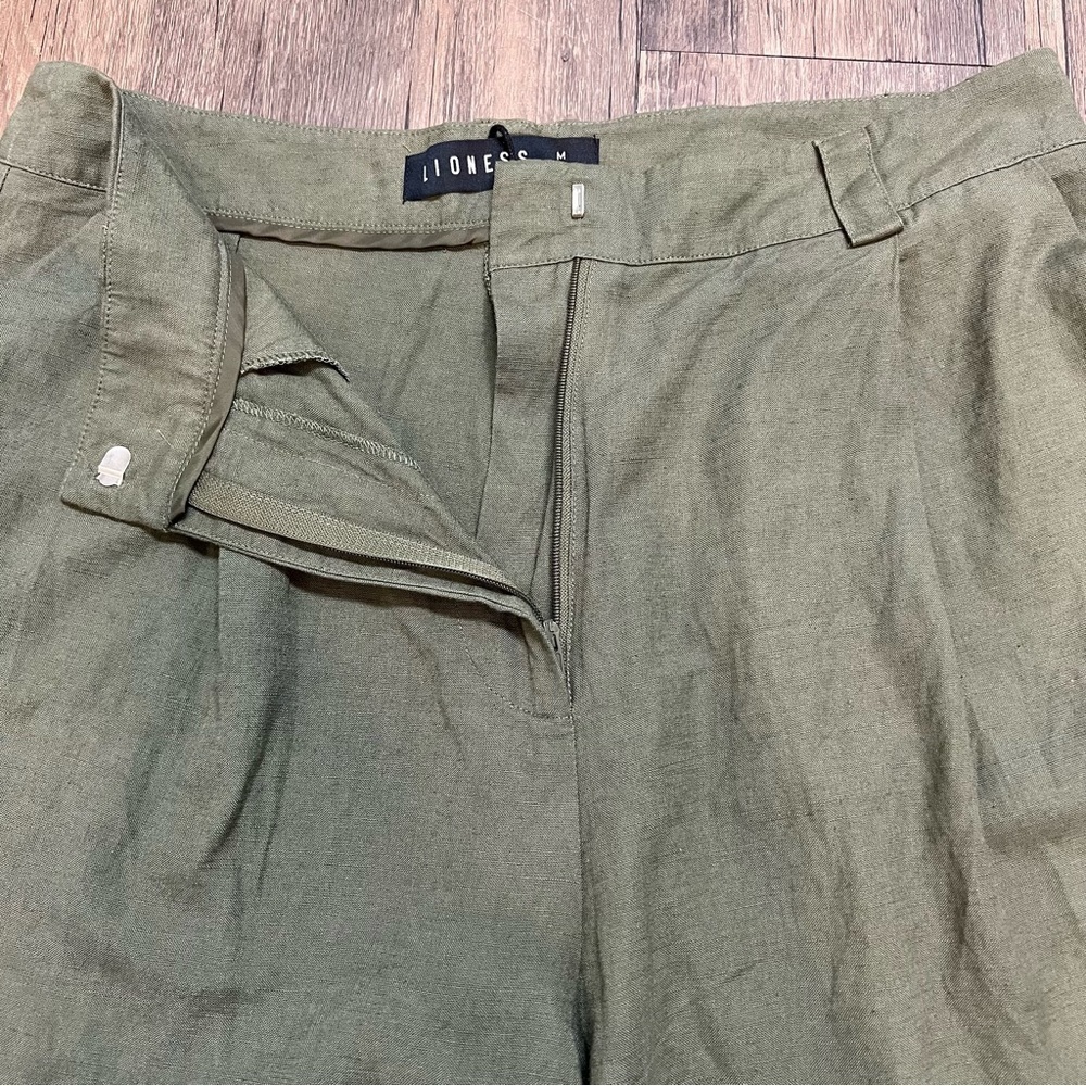 Lioness Women's Olive Green La Ouinta Wide Straight Leg Mid Rise Pants M - Picture 7 of 12